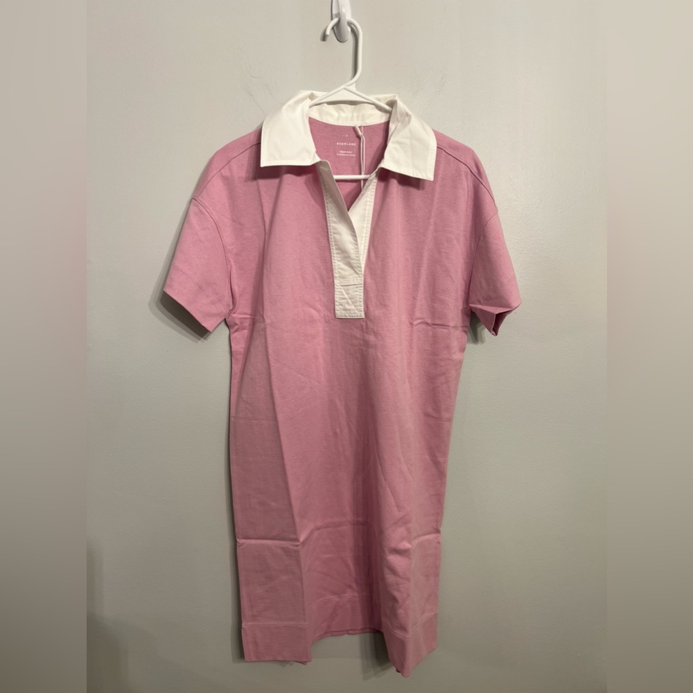 Everlane The‎ Organic Cotton Polo Dress S Womens Pink White Short Sleeve…